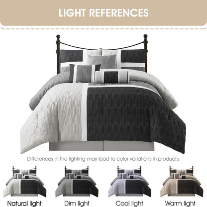 Nanshing Blake 7-teiliges modernes Colorblock-Bettdeckenset