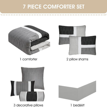 Nanshing Blake 7-teiliges modernes Colorblock-Bettdeckenset