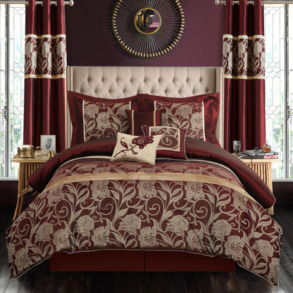 Nanshing Brie 9-teiliges Jacquard-Bettdeckenset mit Blumenmuster