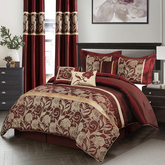 Nanshing Brie 9-teiliges Jacquard-Bettdeckenset mit Blumenmuster
