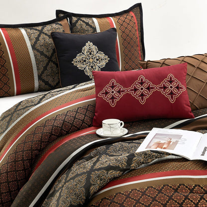 Nanshing Jensen 7-teiliges Jacquard-Bettdeckenset mit geometrischem Muster