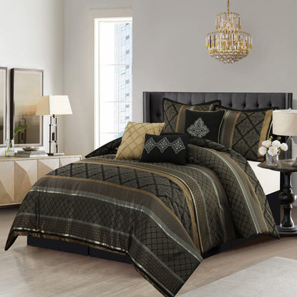 Nanshing Jensen 7-teiliges Jacquard-Bettdeckenset mit geometrischem Muster