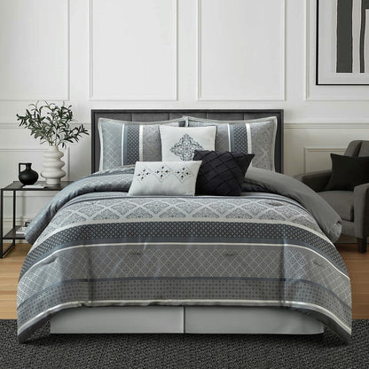 Nanshing Jensen 7-teiliges Jacquard-Bettdeckenset mit geometrischem Muster