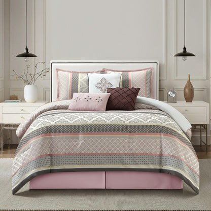 Nanshing Jensen 7-teiliges Jacquard-Bettdeckenset mit geometrischem Muster