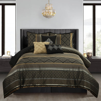 Nanshing Jensen 7-teiliges Jacquard-Bettdeckenset mit geometrischem Muster