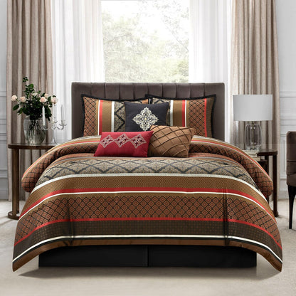 Nanshing Jensen 7-teiliges Jacquard-Bettdeckenset mit geometrischem Muster