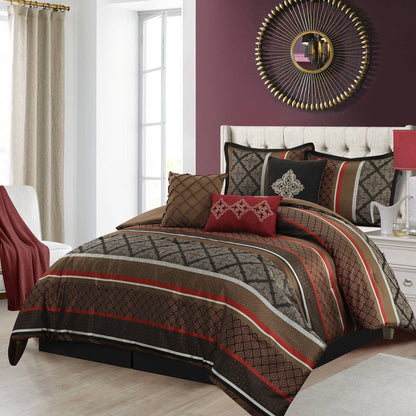 Nanshing Jensen 7-teiliges Jacquard-Bettdeckenset mit geometrischem Muster