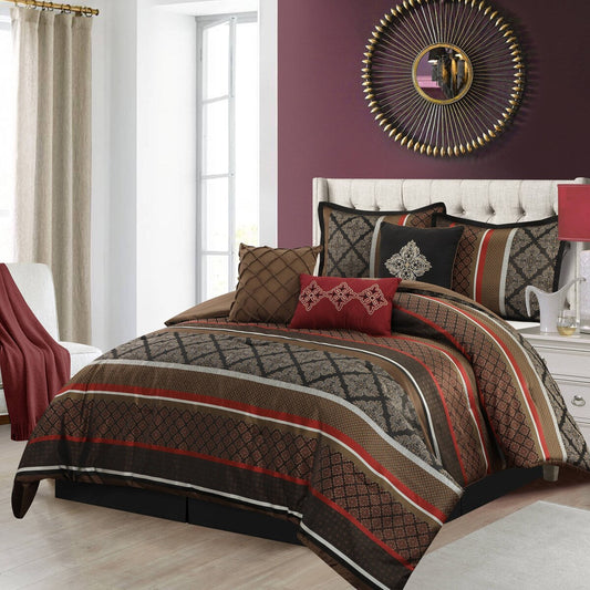 Nanshing Jensen 7-teiliges Jacquard-Bettdeckenset mit geometrischem Muster