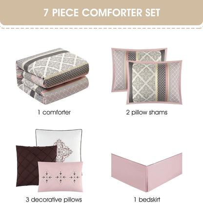 Nanshing Jensen 7-teiliges Jacquard-Bettdeckenset mit geometrischem Muster