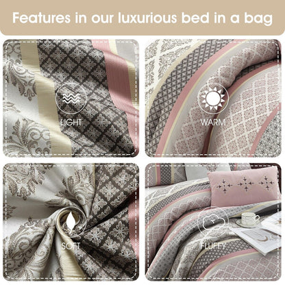 Nanshing Jensen 7-teiliges Jacquard-Bettdeckenset mit geometrischem Muster