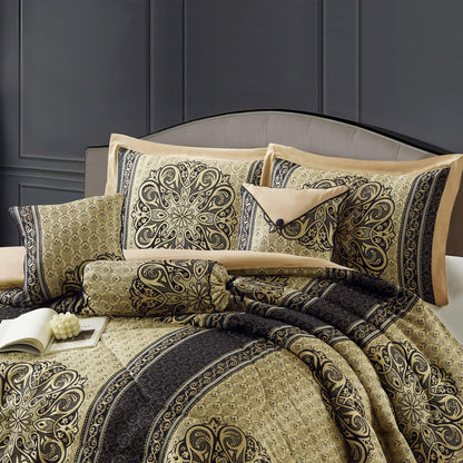 Nanshing Prince 7-teiliges elegantes Medaillon-Bettdeckenset