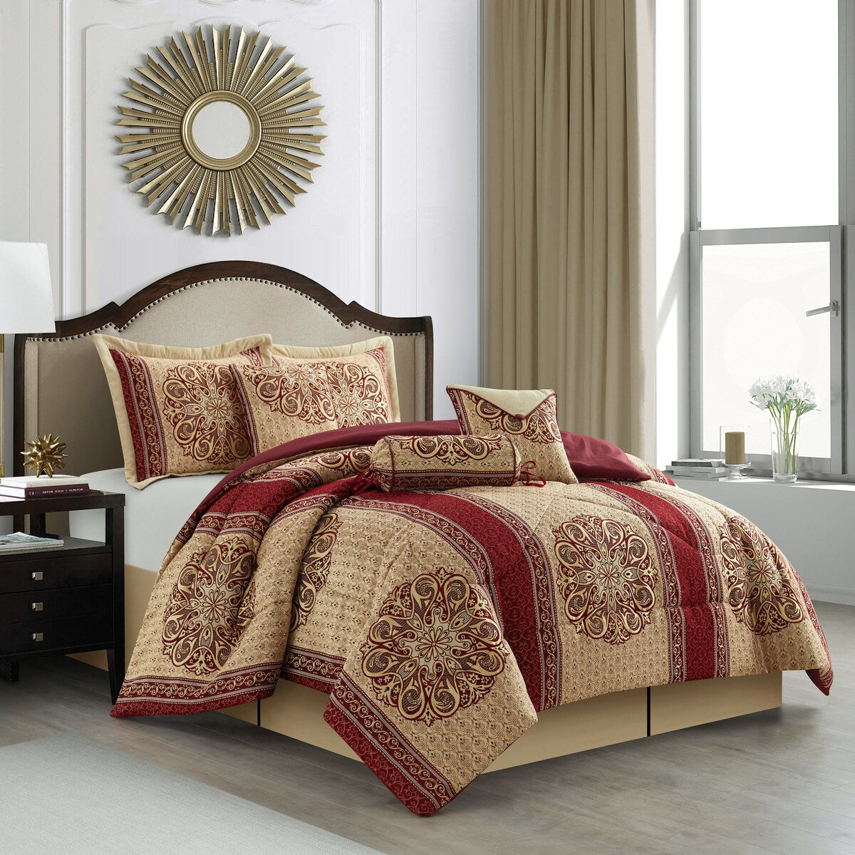 Nanshing Prince 7-teiliges elegantes Medaillon-Bettdeckenset