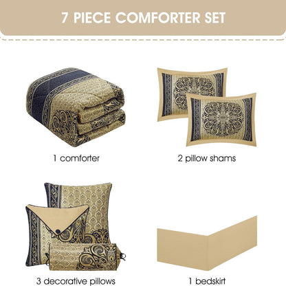 Nanshing Prince 7-teiliges elegantes Medaillon-Bettdeckenset