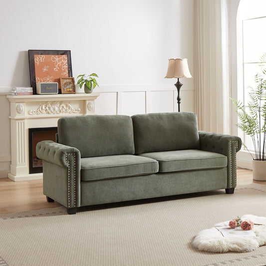 Green Polyester 3-seater Convertible Pullout Sofa Bed
