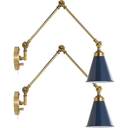 WINGBO Industrielle Wandleuchte mit Schwenkarm und Metallschirm, 2er-Pack...