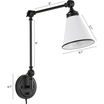 WINGBO Industrielle Wandleuchte mit Schwenkarm und Metallschirm, 2er-Pack...