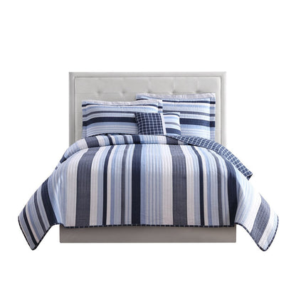 My World Mason Stripe 3-teiliges Steppdeckenset mit Bonus-Dekokissen