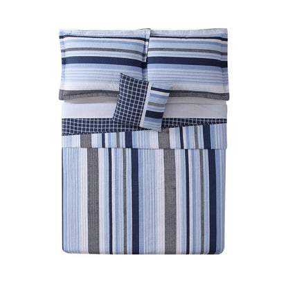 My World Mason Stripe 3-teiliges Steppdeckenset mit Bonus-Dekokissen