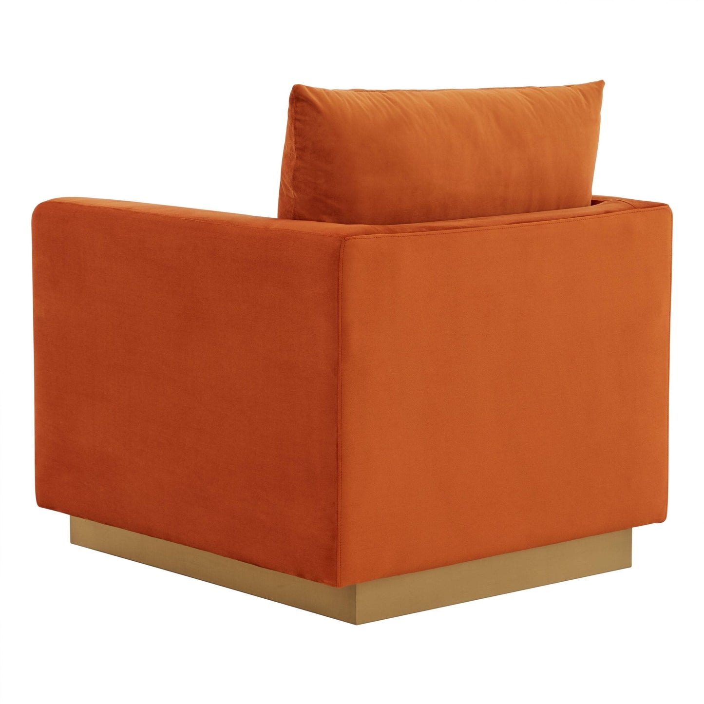 Nervo Velvet Modern Single Seater Sofa, Accent Arm Chair with Gold Stainless Steel Square Base for Living Room & Bedroom - 32.67
