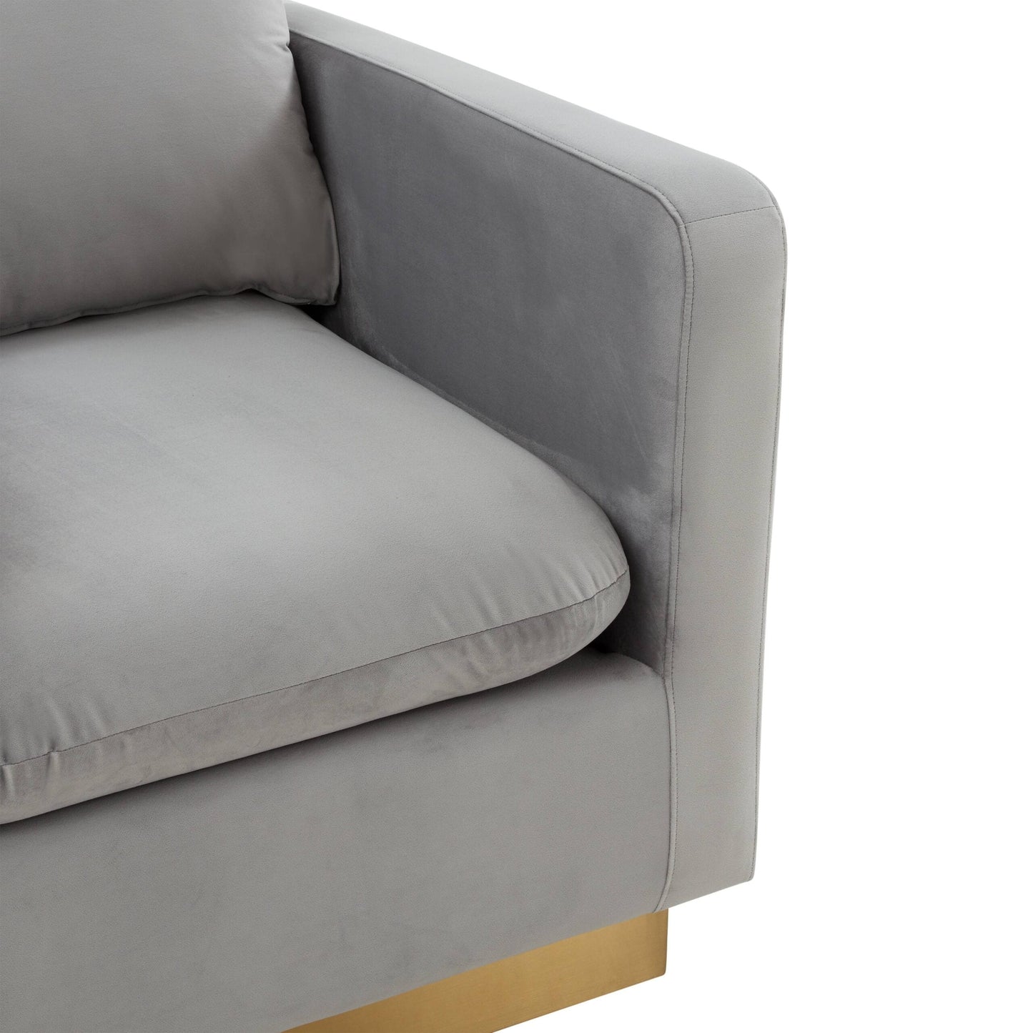 Nervo Velvet Modern Single Seater Sofa, Accent Arm Chair with Gold Stainless Steel Square Base for Living Room & Bedroom - 32.67