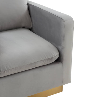 Nervo Velvet Modern Single Seater Sofa, Accent Arm Chair with Gold Stainless Steel Square Base for Living Room & Bedroom - 32.67