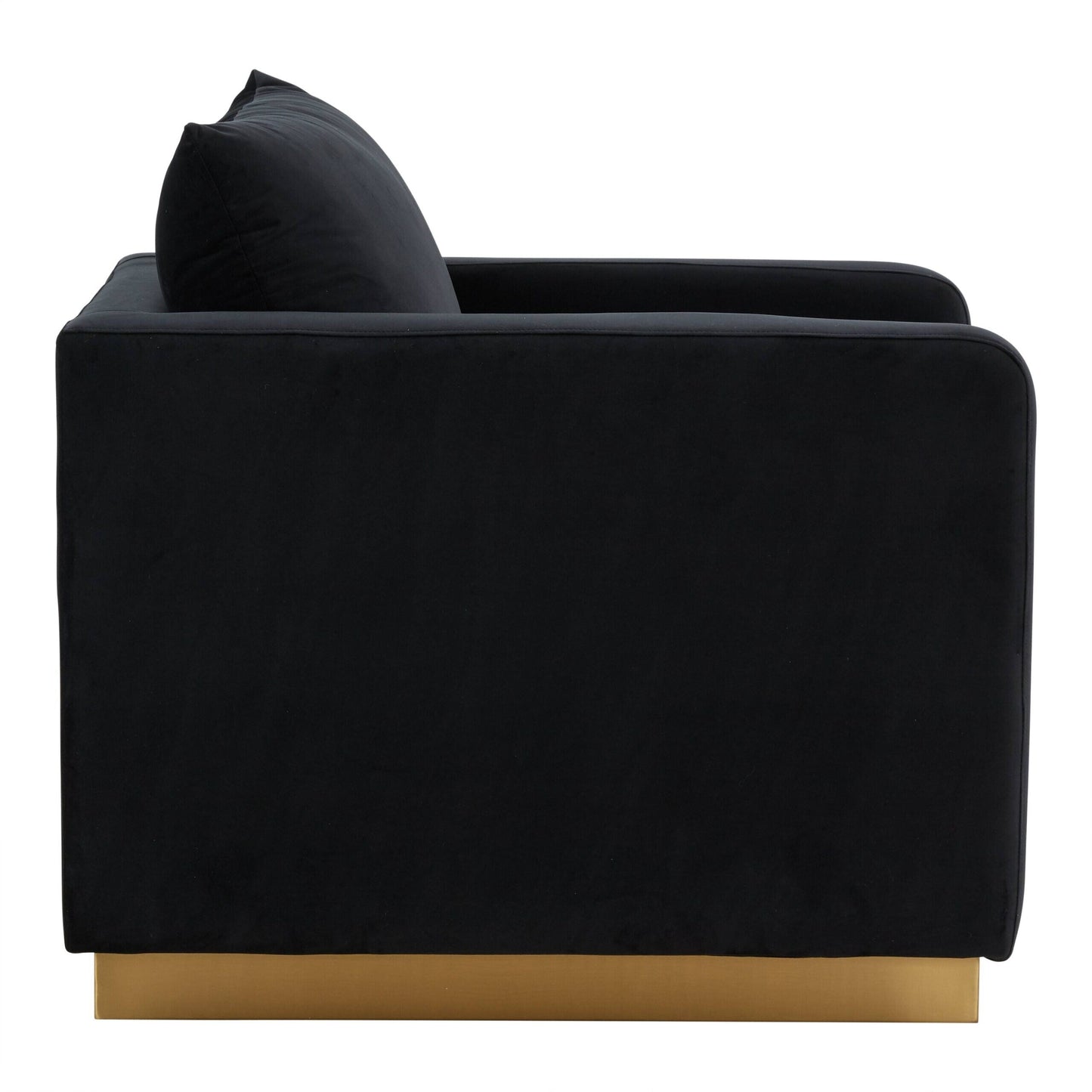 Nervo Velvet Modern Single Seater Sofa, Accent Arm Chair with Gold Stainless Steel Square Base for Living Room & Bedroom - 32.67