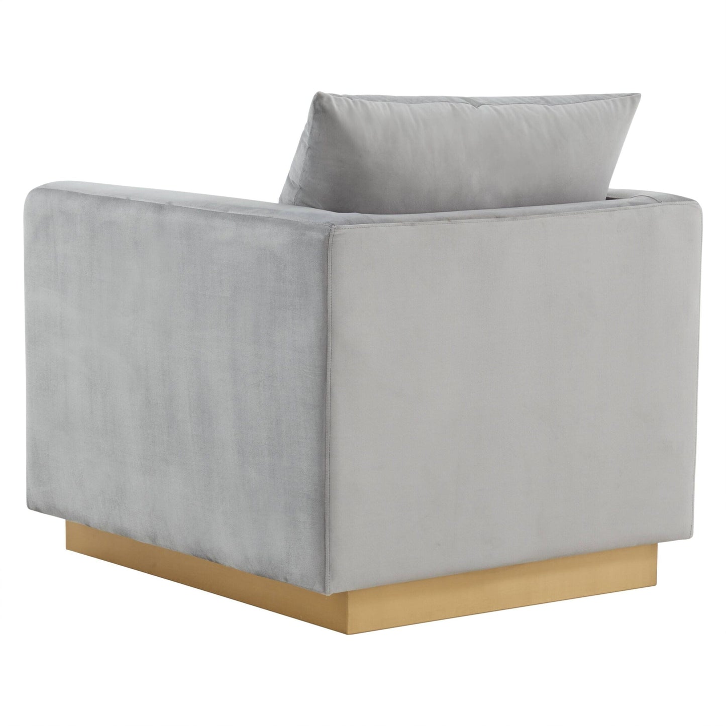 Nervo Velvet Modern Single Seater Sofa, Accent Arm Chair with Gold Stainless Steel Square Base for Living Room & Bedroom - 32.67