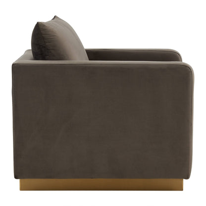 Nervo Velvet Modern Single Seater Sofa, Accent Arm Chair with Gold Stainless Steel Square Base for Living Room & Bedroom - 32.67