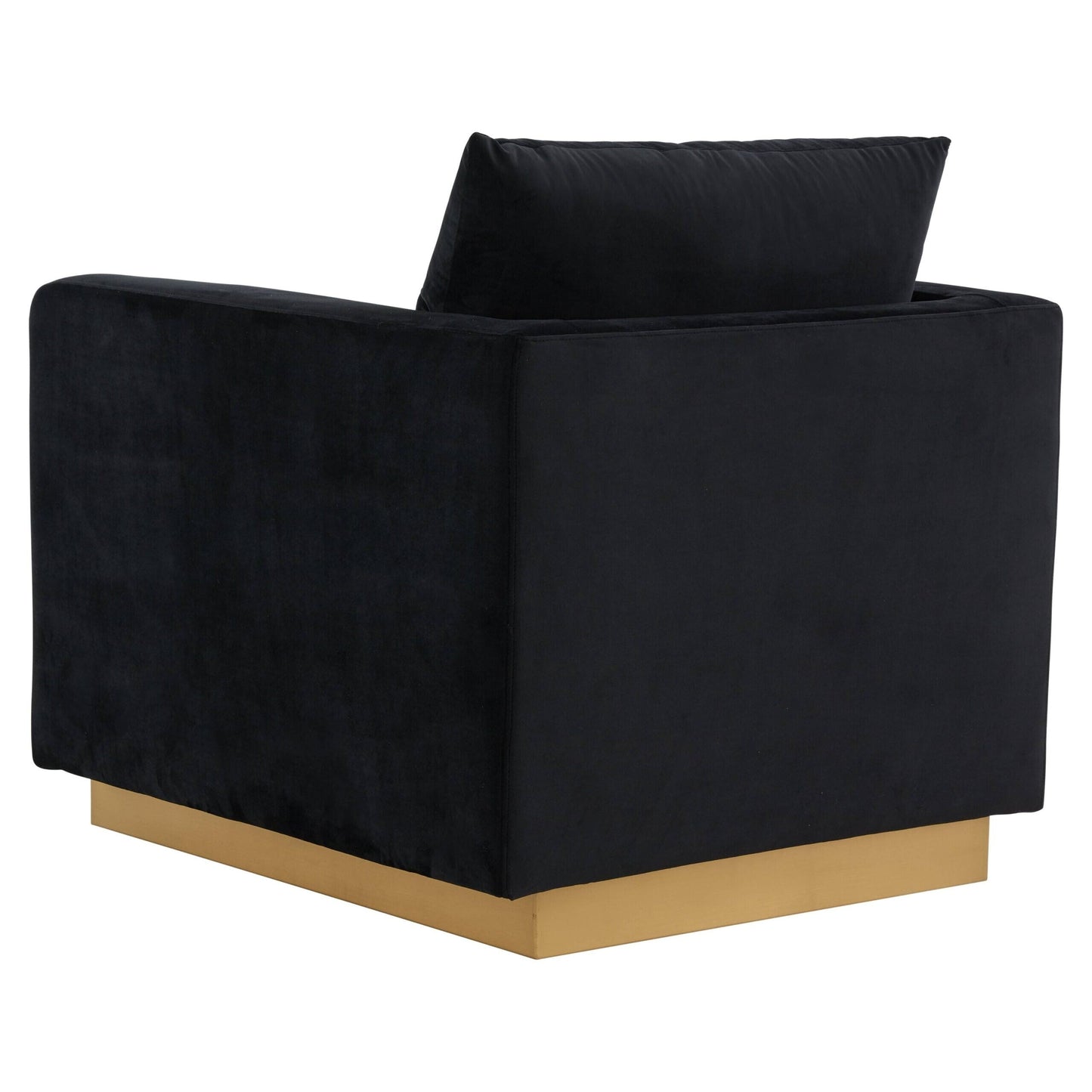 Nervo Velvet Modern Single Seater Sofa, Accent Arm Chair with Gold Stainless Steel Square Base for Living Room & Bedroom - 32.67