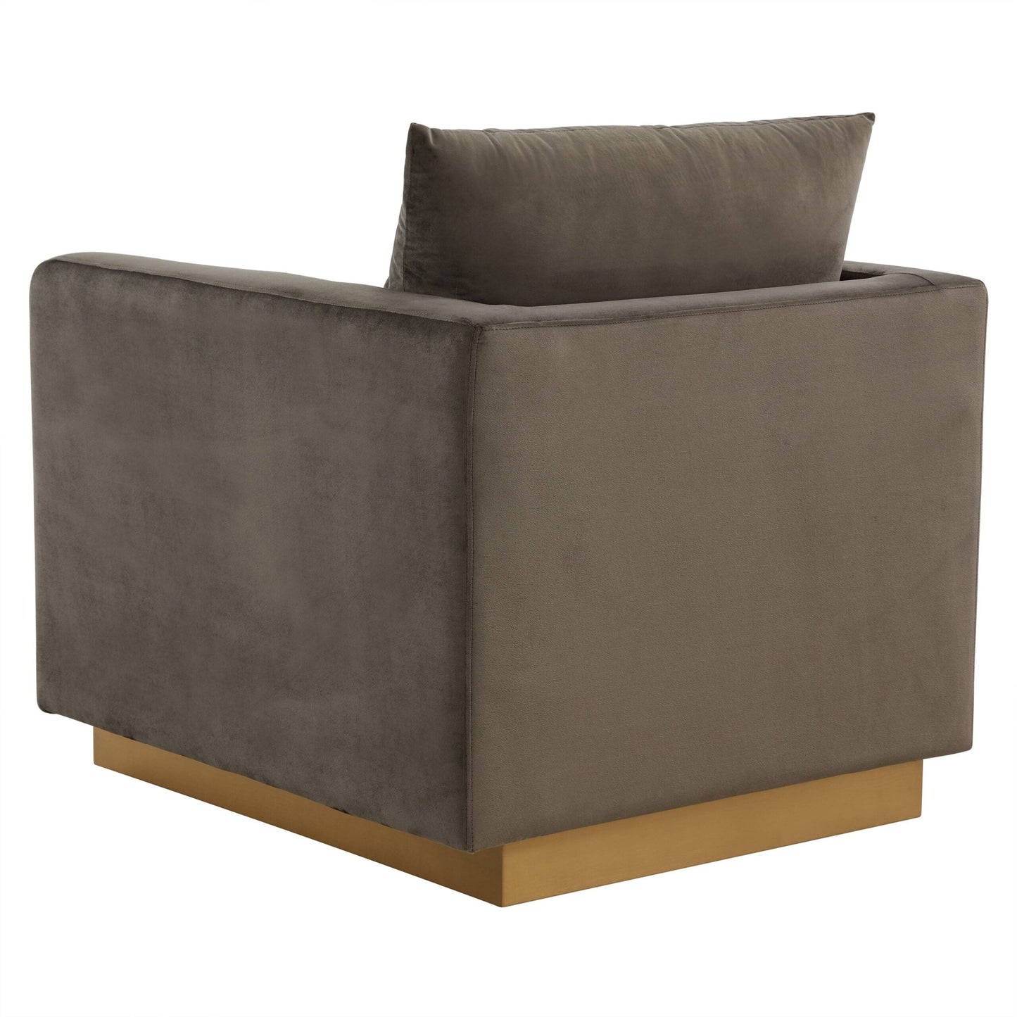 Nervo Velvet Modern Single Seater Sofa, Accent Arm Chair with Gold Stainless Steel Square Base for Living Room & Bedroom - 32.67