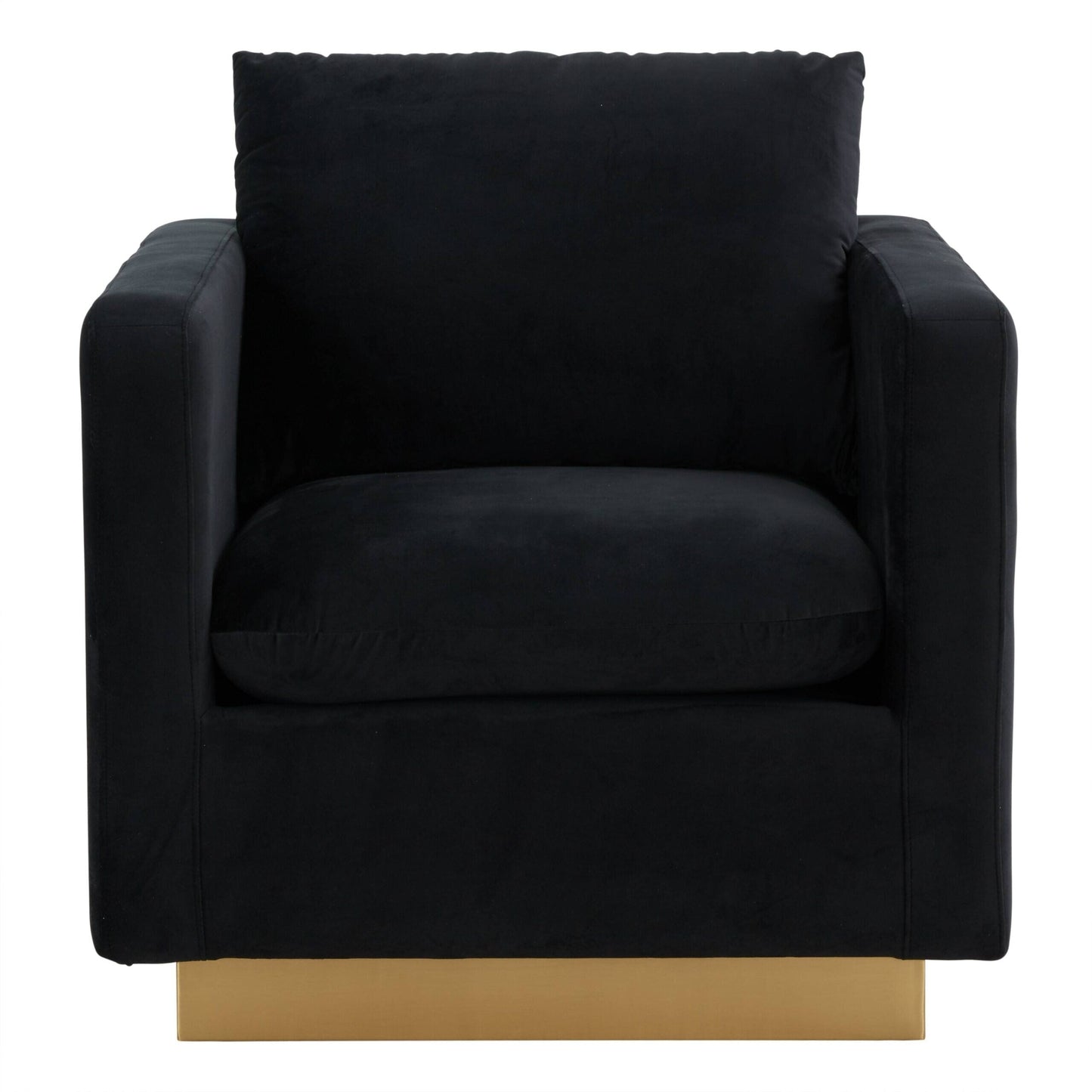 Nervo Velvet Modern Single Seater Sofa, Accent Arm Chair with Gold Stainless Steel Square Base for Living Room & Bedroom - 32.67