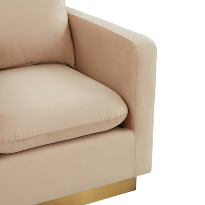 Nervo Velvet Modern Single Seater Sofa, Accent Arm Chair with Gold Stainless Steel Square Base for Living Room & Bedroom - 32.67