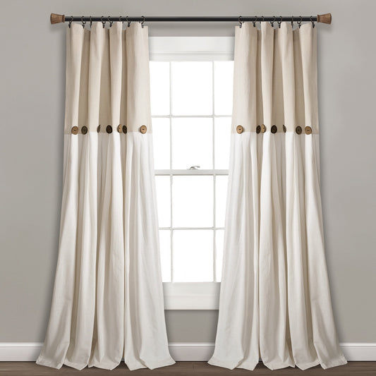 Lush Decor Fenstervorhang mit Knöpfen, Leinen, einteilig