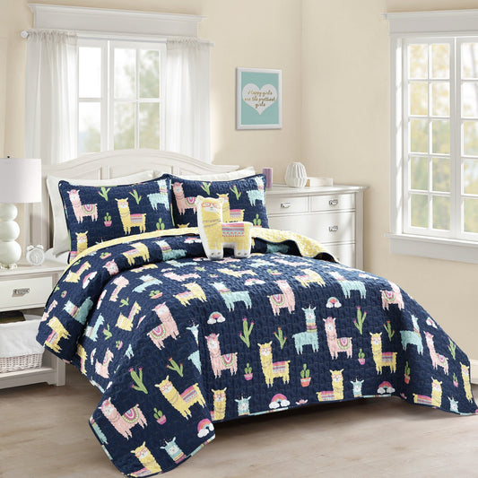 Lush Decor Wende-Steppdeckenset mit Südwest-Lama- und Kaktus-Print