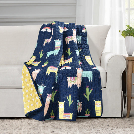 Lush Decor Wende-Überwurfdecke mit Lama- und Kaktusmotiv im Südwest-Stil