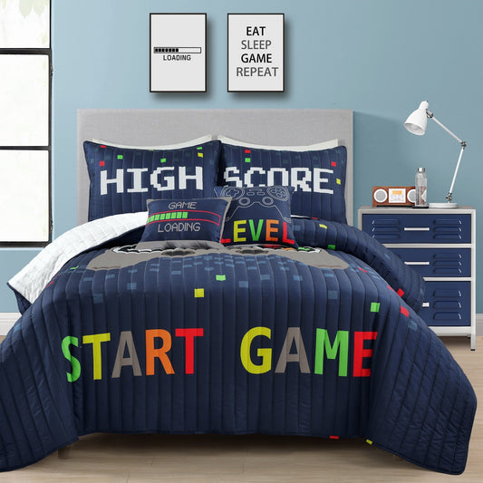 Lush Decor Videospiele 5-teiliges Steppdeckenset für Kinder