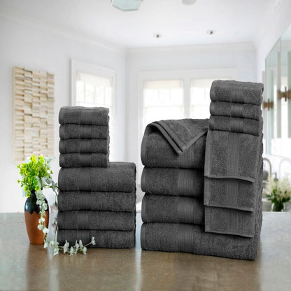 Luxuriöse Badezimmerhandtuch-Sets aus Baumwolle (600 g/m²) von Ample Decor – 18er-Set