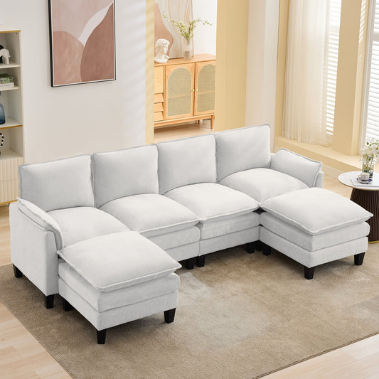 Luxury 4-Seater Sofa & Footstool â?Ultra-Plush, Multi-Room Comfort