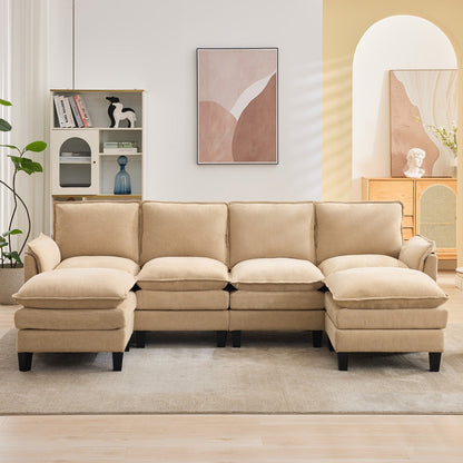 Luxury 4-Seater Sofa & Footstool â?Ultra-Plush, Multi-Room Comfort