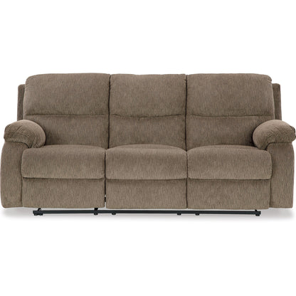 Lyla Manual Recliner Sofa, Bustle Back, Oak Brown Polyester 86 Inch