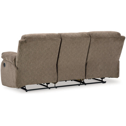 Lyla Manual Recliner Sofa, Bustle Back, Oak Brown Polyester 86 Inch