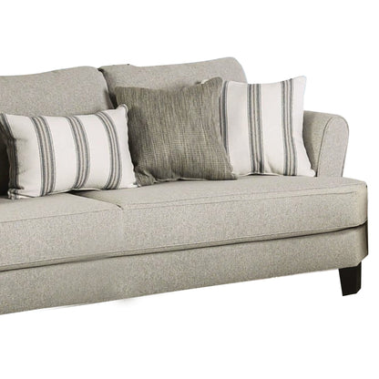 Lymo Sofa, 98 Inch Casual Beige and Ivory, 5 Accent Throw Pillows