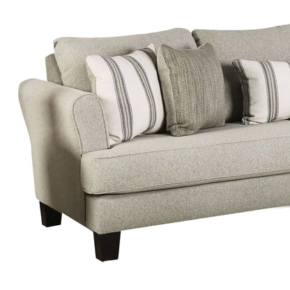 Lymo Sofa, 98 Inch Casual Beige and Ivory, 5 Accent Throw Pillows