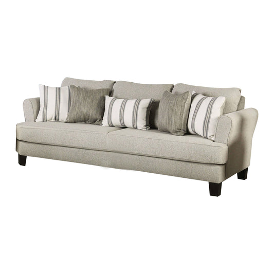 Lymo Sofa, 98 Inch Casual Beige and Ivory, 5 Accent Throw Pillows