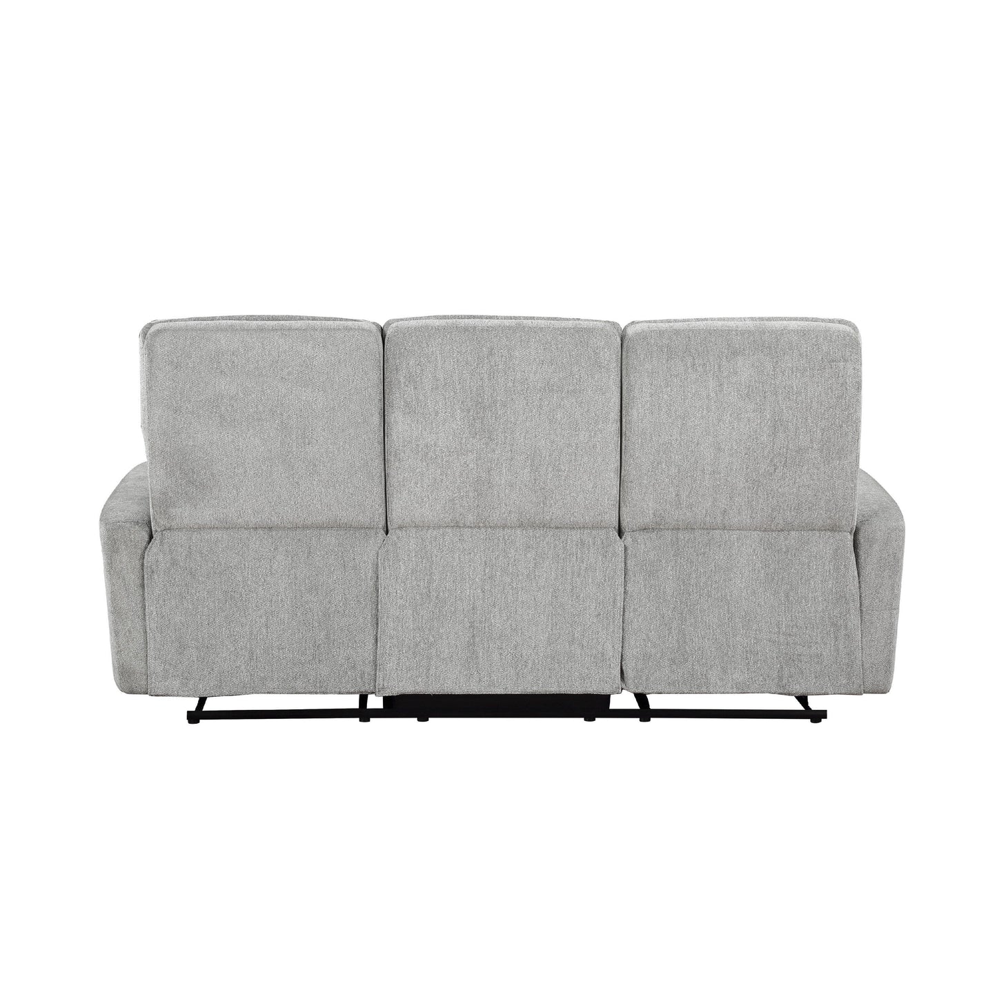 Lyns Manual Double Recliner Sofa, Soft Gray Chenille 81 Inch