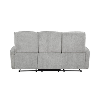 Lyns Manual Double Recliner Sofa, Soft Gray Chenille 81 Inch