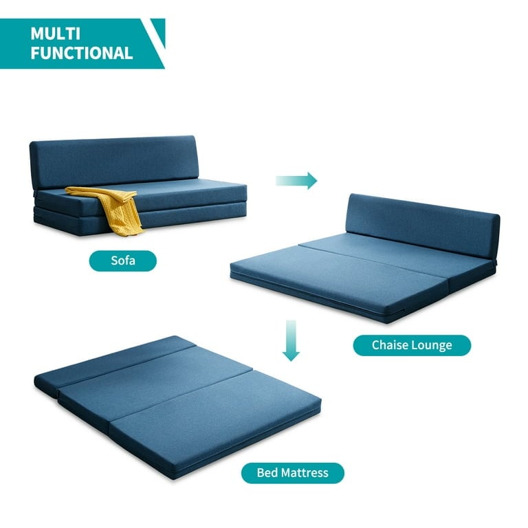 Mixoy Folding Sofa Bed,Fold Down Couch Bed Sleeper Chair Couch for Lounge,Upholstered Convertible Floor Mattress