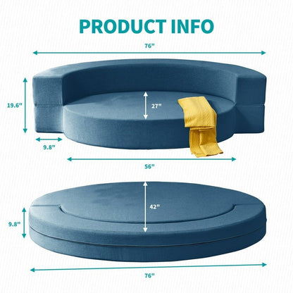 Mixoy Folding Sofa Bed,Futon Sleeper Chair Couch,Fold Down Couch - 76in*42in*9.8in