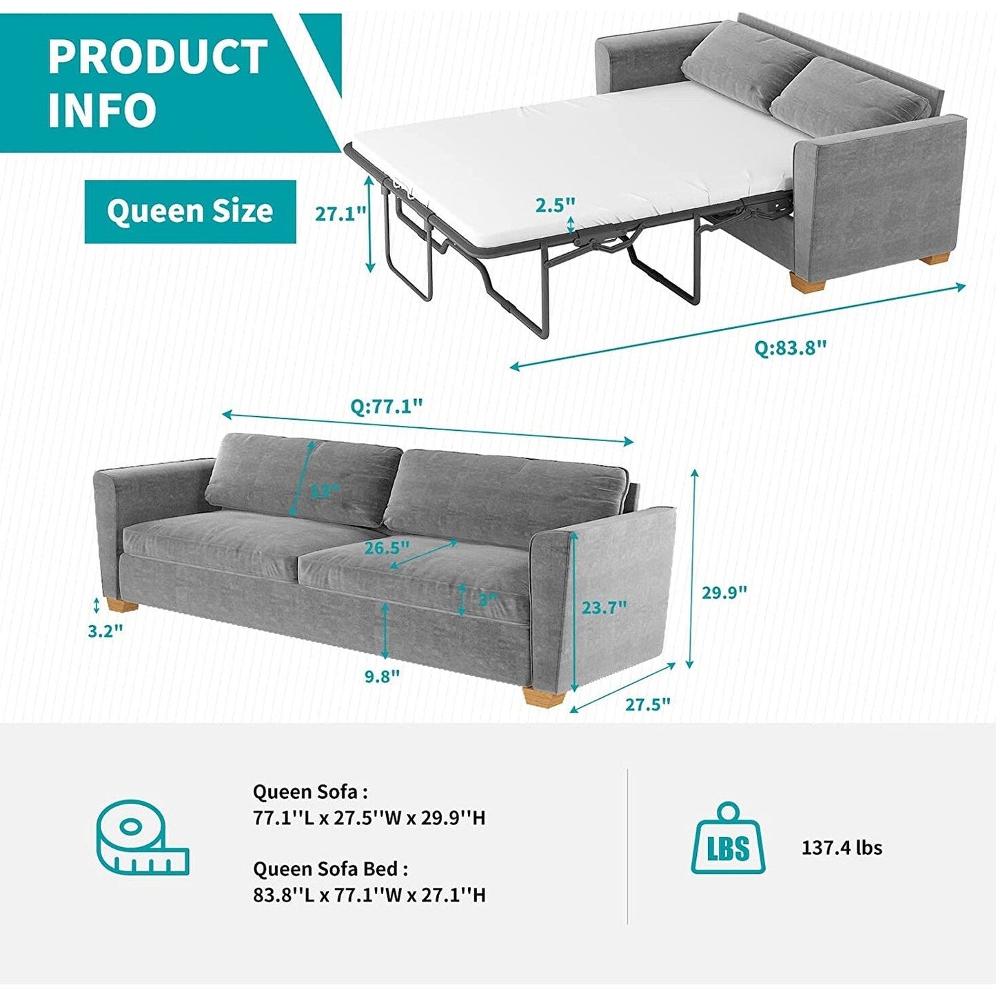 Mixoy Modern Pull Out Sofa Bed,Velvet Sleeper Loveseat Couch Bed