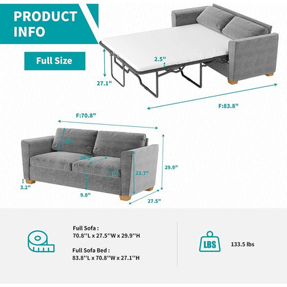Mixoy Modern Pull Out Sofa Bed,Velvet Sleeper Loveseat Couch Bed